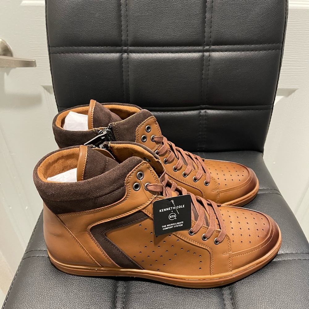 🛑 Awearness Kenneth Cole Men's Barker High Top Sneakers - Cognac - Picture 2 of 7